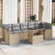 vidaXL Trädgårdsoffset 8 pcs Beige 100 x 55 x 73 cm Poly rattan