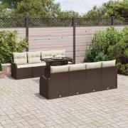 vidaXL Trädgårdsoffset 9 pcs Brun 100 x 55 x 73 cm Poly rattan