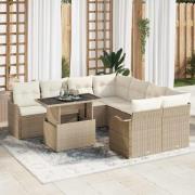 vidaXL Trädgårdsoffset 9 pcs Beige 100 x 55 x 73 cm Poly rattan