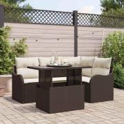 vidaXL Trädgårdsoffset Manuell 5 pcs Brun 100 x 55 x 73 cm Poly rattan