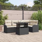 vidaXL Trädgårdsoffset 6 pcs Svart 100 x 55 x 73 cm Poly rattan