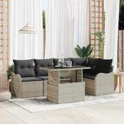 vidaXL Trädgårdsoffset 6 pcs Ljusgrå 100 x 55 x 73 cm Poly rattan