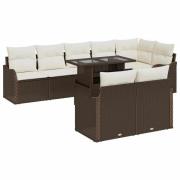vidaXL Trädgårdsoffset Manuell 9 pcs Brun 100 x 55 x 73 cm Poly rattan