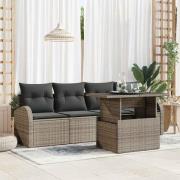 vidaXL Trädgårdsoffset Manuell 5 pcs Grå 100 x 55 x 73 cm Poly rattan