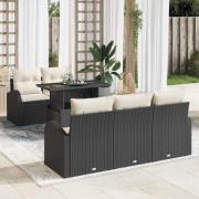 vidaXL Trädgårdsoffset 6 pcs Svart 100 x 55 x 73 cm Poly rattan