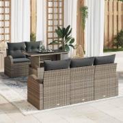 vidaXL Trädgårdsoffset 6 pcs Grå 100 x 55 x 73 cm Poly rattan
