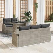 vidaXL Trädgårdsoffset 6 pcs Ljusgrå 100 x 55 x 73 cm Poly rattan