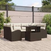 vidaXL Trädgårdsoffset 7 pcs Brun 100 x 55 x 73 cm Poly rattan