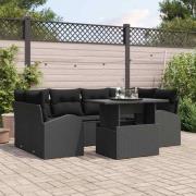 vidaXL Trädgårdsoffset 7 pcs Svart 100 x 55 x 73 cm Poly rattan