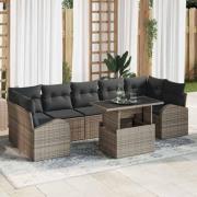 vidaXL Trädgårdsoffset Manuell 8 pcs Grå 100 x 55 x 73 cm Poly rattan