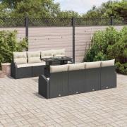 vidaXL Trädgårdsoffset 9 pcs Svart 100 x 55 x 73 cm Poly rattan