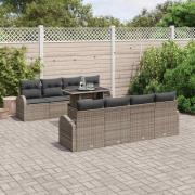vidaXL Trädgårdsoffset 9 pcs Grå 100 x 55 x 73 cm Poly rattan