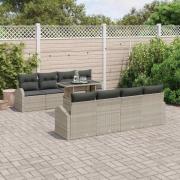 vidaXL Trädgårdsoffset 9 pcs Ljusgrå 100 x 55 x 73 cm Poly rattan