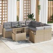 vidaXL Trädgårdsoffset 9 pcs Beige 100 x 55 x 73 cm Poly rattan