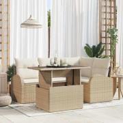 vidaXL Trädgårdsoffset 5 pcs Beige 100 x 55 x 73 cm Poly rattan