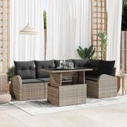 vidaXL Trädgårdsoffset 6 pcs Grå 100 x 55 x 73 cm Poly rattan