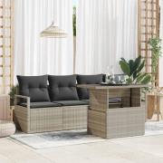 vidaXL Trädgårdsoffset med lagring 5 pcs Ljusgrå Poly rattan