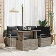vidaXL Trädgårdsoffset med lagring 5 pcs Grå Poly rattan