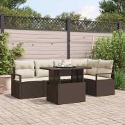 vidaXL Trädgårdsoffset med lagring 6 pcs Brun Poly rattan