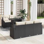 vidaXL Trädgårdsoffset med lagring 6 pcs Svart Poly rattan