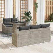 vidaXL Trädgårdsoffset med lagring 6 pcs Ljusgrå Poly rattan