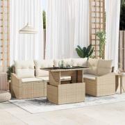 vidaXL Trädgårdsoffset 6 pcs Beige och gräddfärgad 100 x 55 x 73 cm