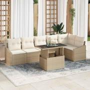 vidaXL Trädgårdsoffset med kudde 7 pcs Beige, Kräm 100 x 55 x 73 cm