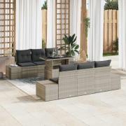 vidaXL Trädgårdsoffset med kudde 7 pcs Beige Grå 100 x 55 x 73 cm