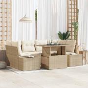 vidaXL Trädgårdsoffset 7 pcs Beige och gräddfärgad 100 x 55 x 73 cm