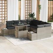 vidaXL Trädgårdsoffset med kudde 9 pcs Beige, Mörkgrå 100 x 55 x 73 cm