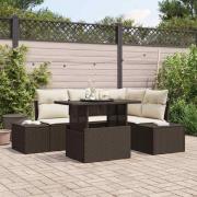 vidaXL Trädgårdsoffset med lagring 5 pcs Brun Poly rattan
