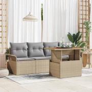 vidaXL Trädgårdsoffset med lagring 5 pcs Beige Poly rattan