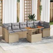 vidaXL Trädgårdsoffset med lagring 8 pcs Beige Poly rattan