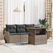 vidaXL Trädgårdsoffset med lagring 5 pcs Grå Poly rattan