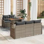 vidaXL Trädgårdsoffset med lagring 6 pcs Grå Poly rattan