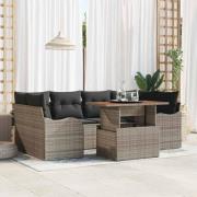 vidaXL Trädgårdsoffset med lagring 7 pcs Grå Poly rattan
