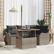 vidaXL Trädgårdsoffset med lagring 5 pcs Grå Poly rattan