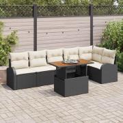 vidaXL Trädgårdsoffset med lagring 7 pcs Svart Poly rattan