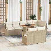 vidaXL Trädgårdsoffset med lagring 9 pcs Beige Poly rattan