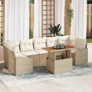 vidaXL Trädgårdsoffset med kudde med lagring 8 pcs Beige, Kräm