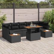 vidaXL Trädgårdsoffset med lagring 8 pcs Svart Poly rattan