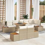 vidaXL Trädgårdsoffset med lagring 9 pcs Beige Poly rattan