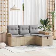 vidaXL Trädgårdsoffset 4 pcs beige och ljusgrå 196 x 117 x 85 cm