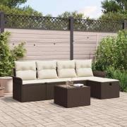 vidaXL Trädgårdsoffset 6 pcs Brun och gräddvit 251 x 117 x 85 cm