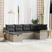 vidaXL Trädgårdsoffset 6 pcs Ljusgrå 242.5 x 132.5 x 85 cm Poly rattan