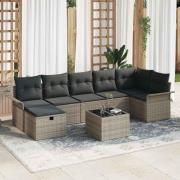 vidaXL Trädgårdsoffset 8 pcs Grå 297,5 x 132,5 x 85 cm Poly rattan