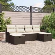 vidaXL Trädgårdsoffset 6 pcs Brun och gräddvit 251 x 117 x 85 cm