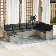 vidaXL Trädgårdsoffset 8 pcs Ljusgrå 297.5 x 187.5 x 85 cm Poly rattan
