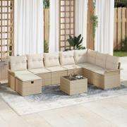 vidaXL Trädgårdsoffset 9 pcs beige och gräddvit 297.5 x 187.5 x 85 cm