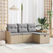vidaXL Trädgårdsoffset 4 pcs beige och ljusgrå 176 x 117 x 85 cm